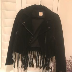 Black suede fringe jacket
